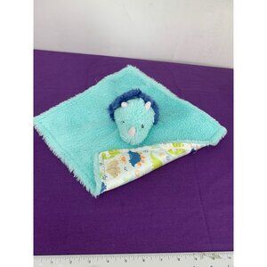 Parents Choice Tricertarops Dinosaur Lovey Security Blanket Blue 12 x 12” Stain